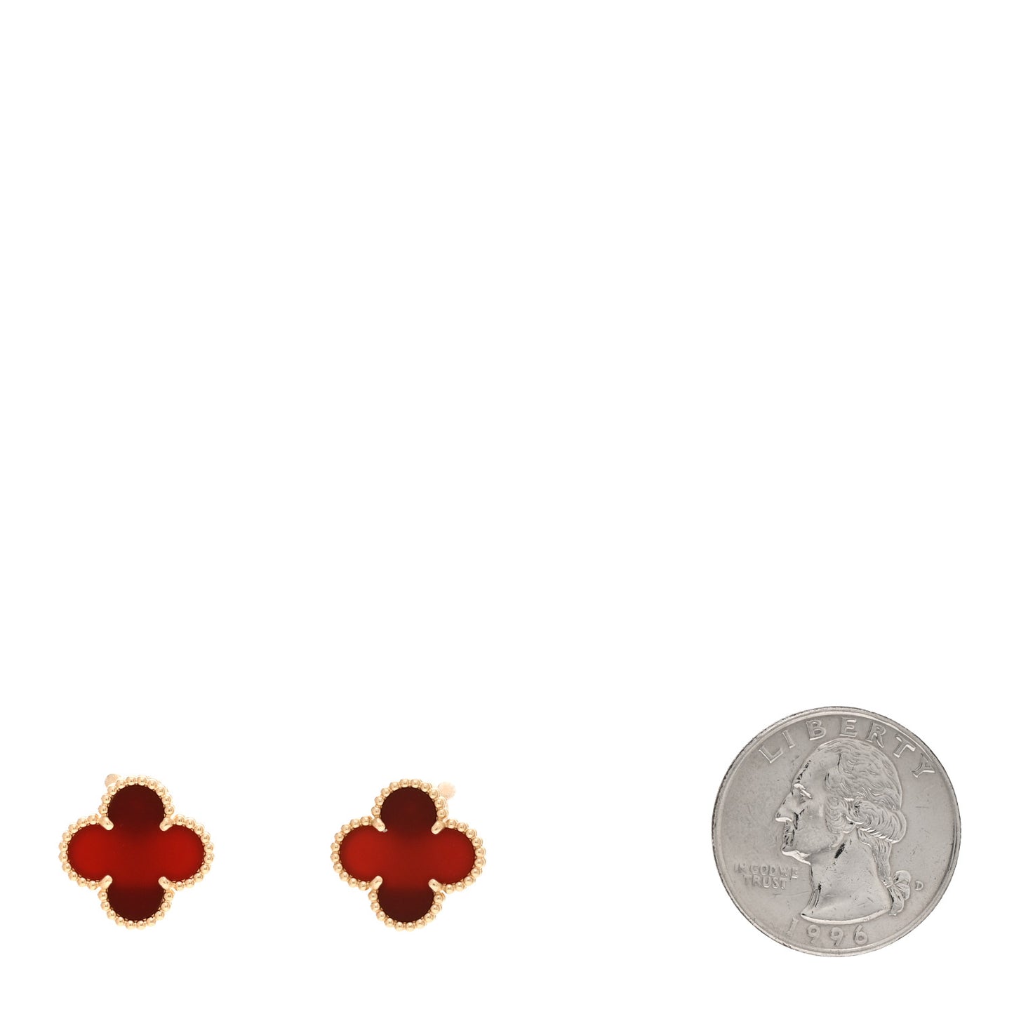 18K Yellow Gold Carnelian Vintage Alhambra Earrings