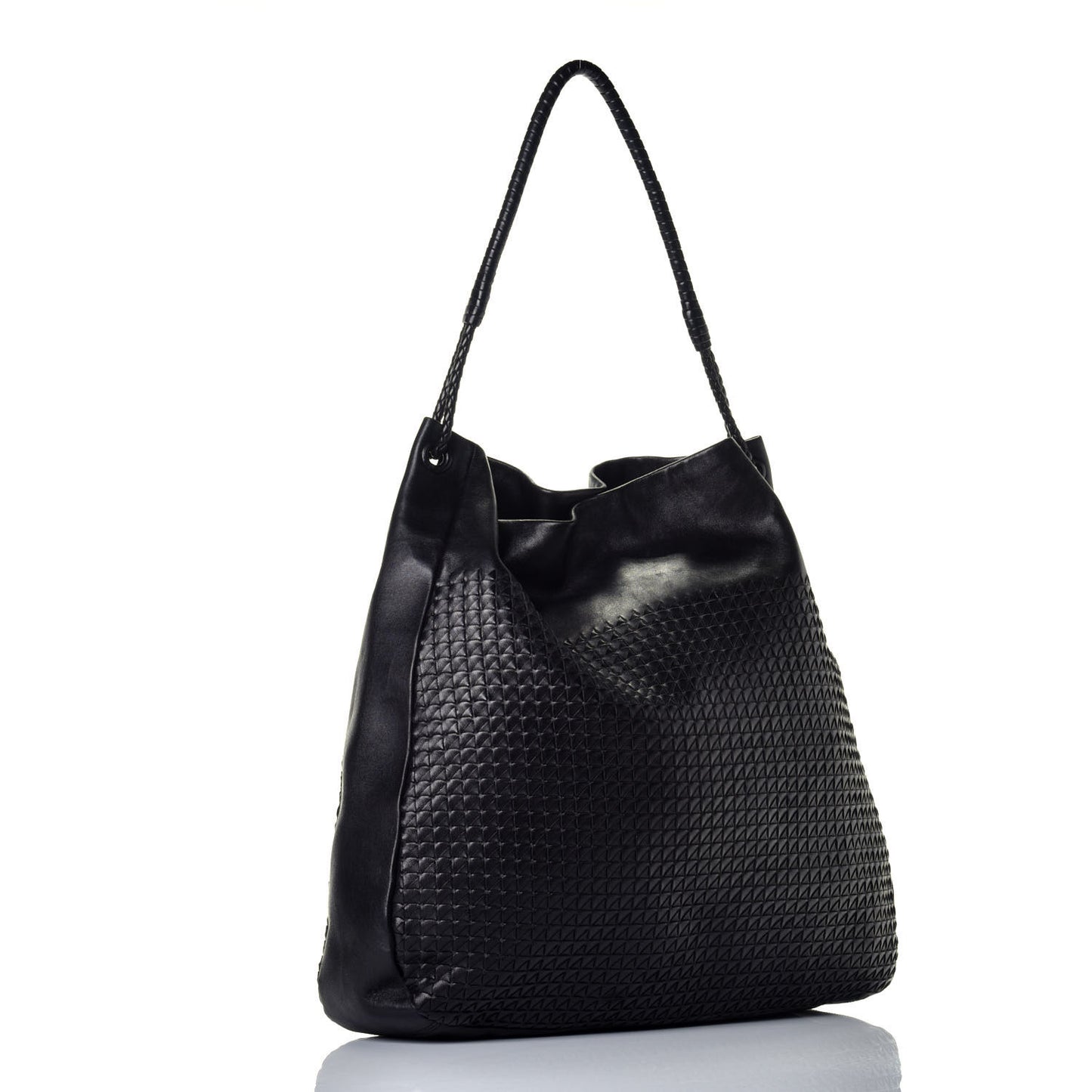 Nappa Intrecciato Braided Hobo Black