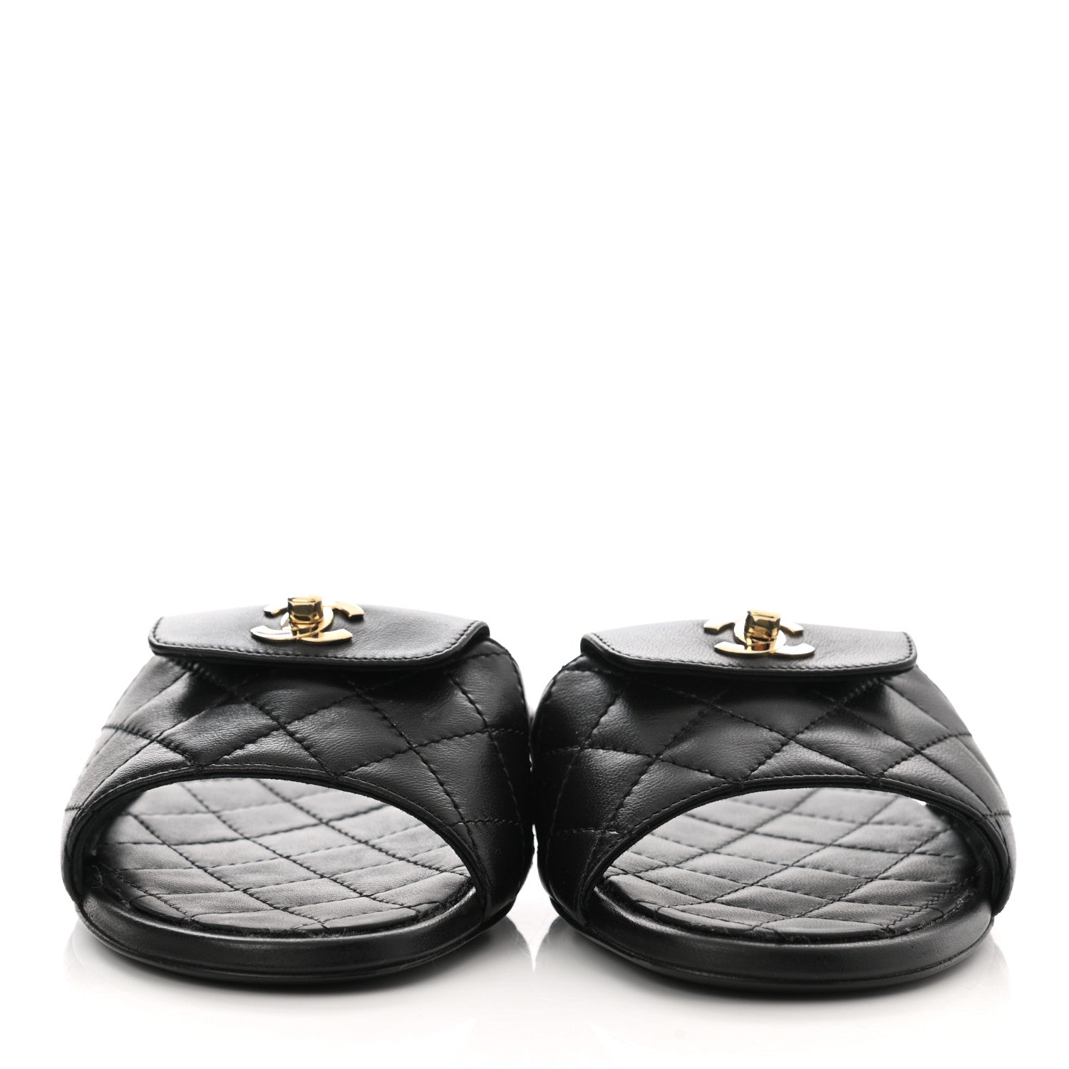 Chanel Lambskin Quilted CC Turnlock Sandals 36 Black 2 of 8