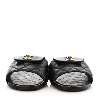 Chanel Lambskin Quilted CC Turnlock Sandals 36 Black 2 of 8