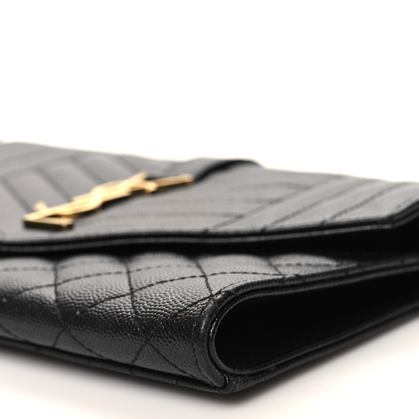 Grain De Poudre Textured Mixed Matelasse Triquilt Monogram Clutch Black