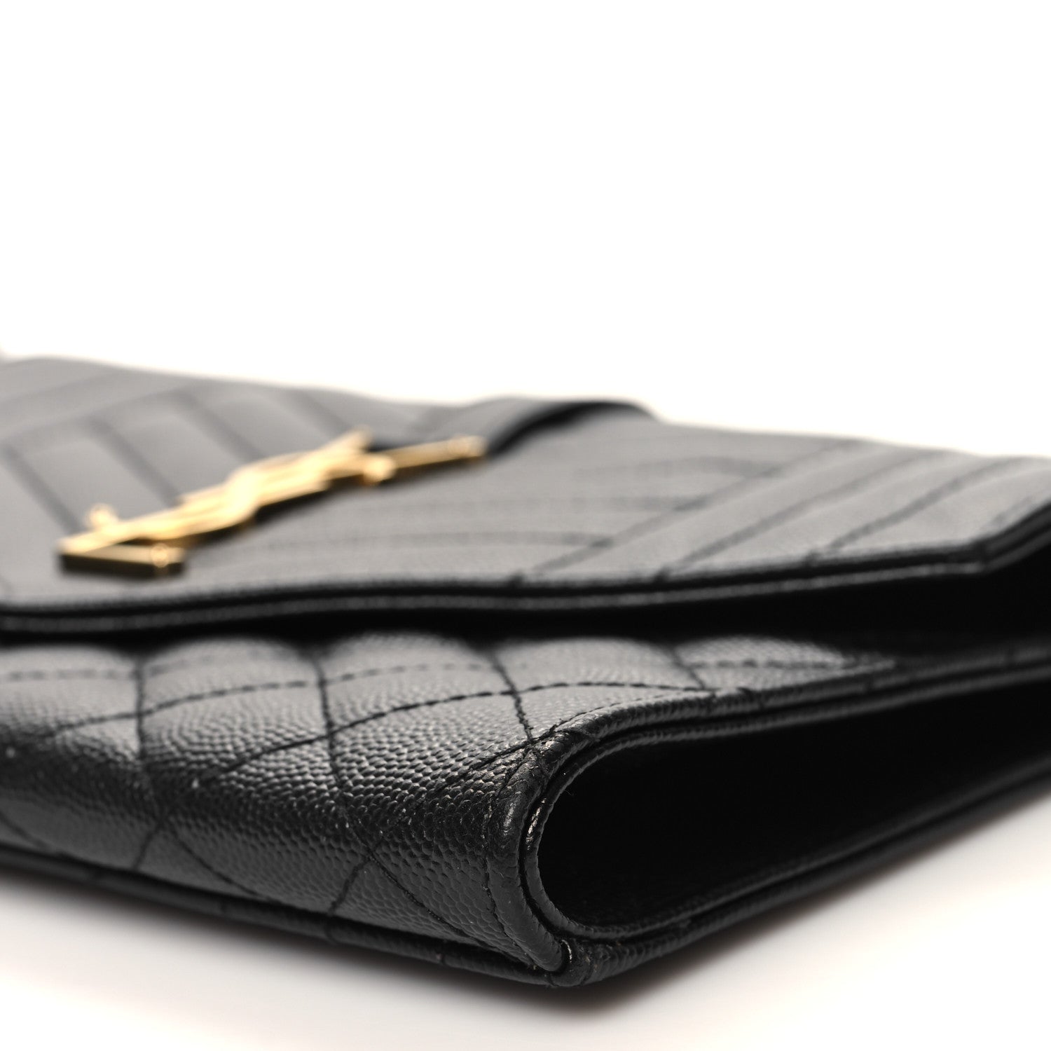 Saint Laurent Grain De Poudre Textured Mixed Matelasse Triquilt Monogram Clutch Black 10 of 11