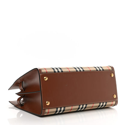 Burberry Calfskin Vintage Check Two Handle Title Bag Archive Beige 4 of 12