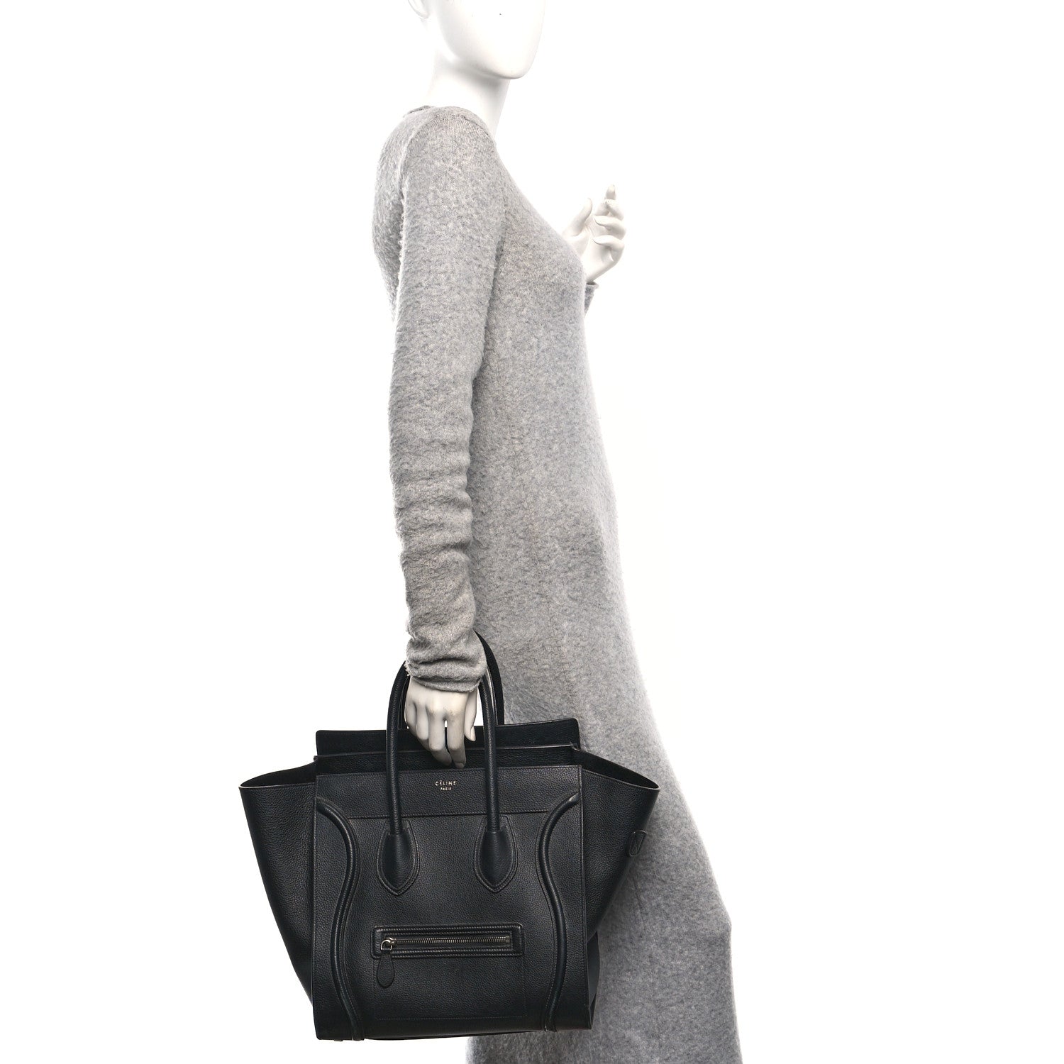 Celine Drummed Calfskin Mini Luggage Black 2 of 12
