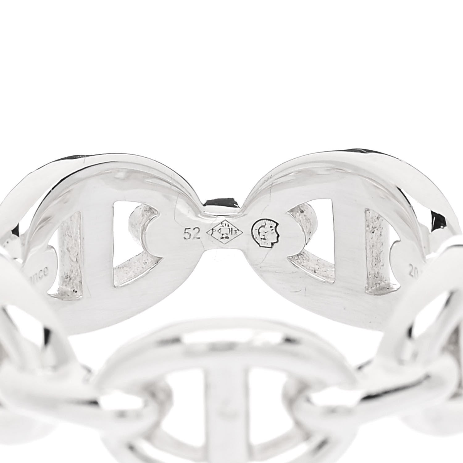 Hermes Sterling Silver PM Chaine d'Ancre Enchainee Band Ring 52 6 6 of 8