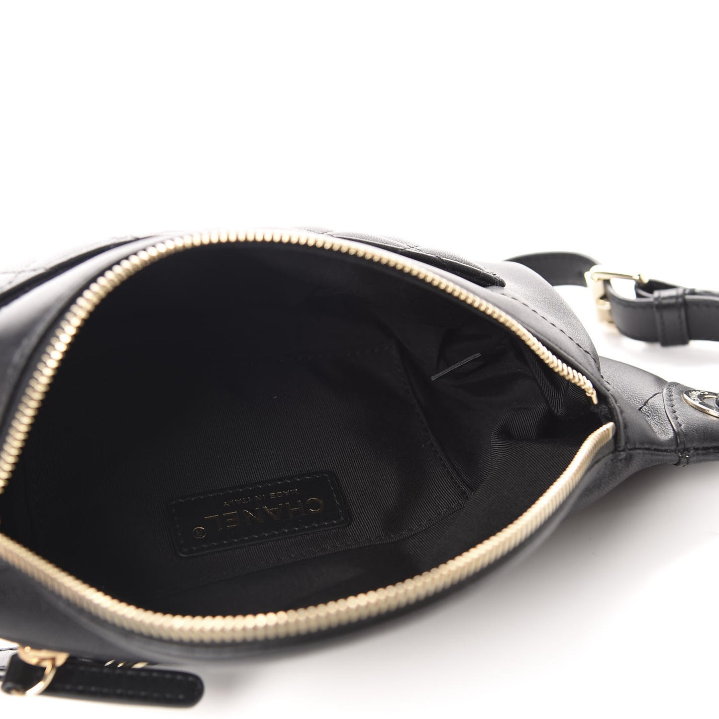 Lambskin Quilted Waist Bag Fanny Pack Black