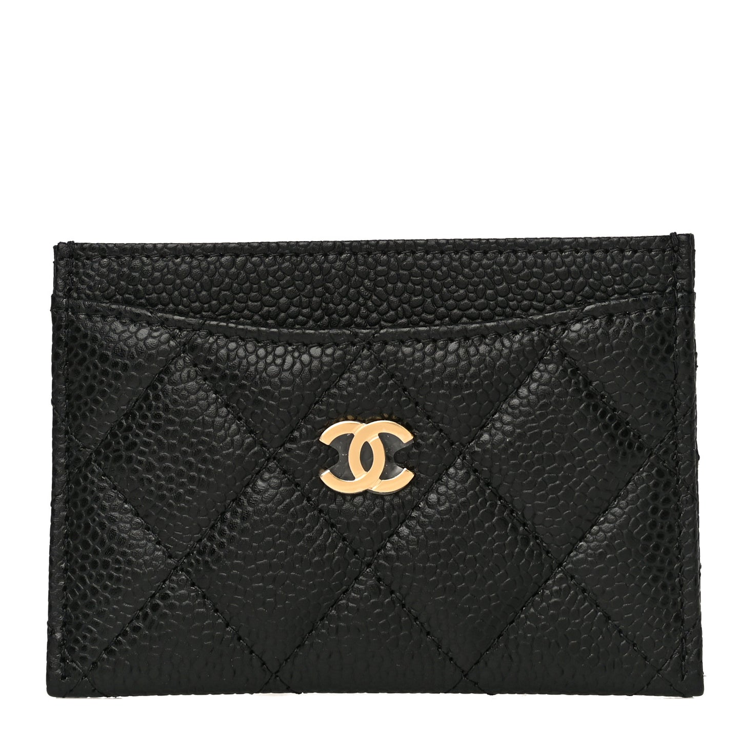 Caviar Quilted Card Holder Black