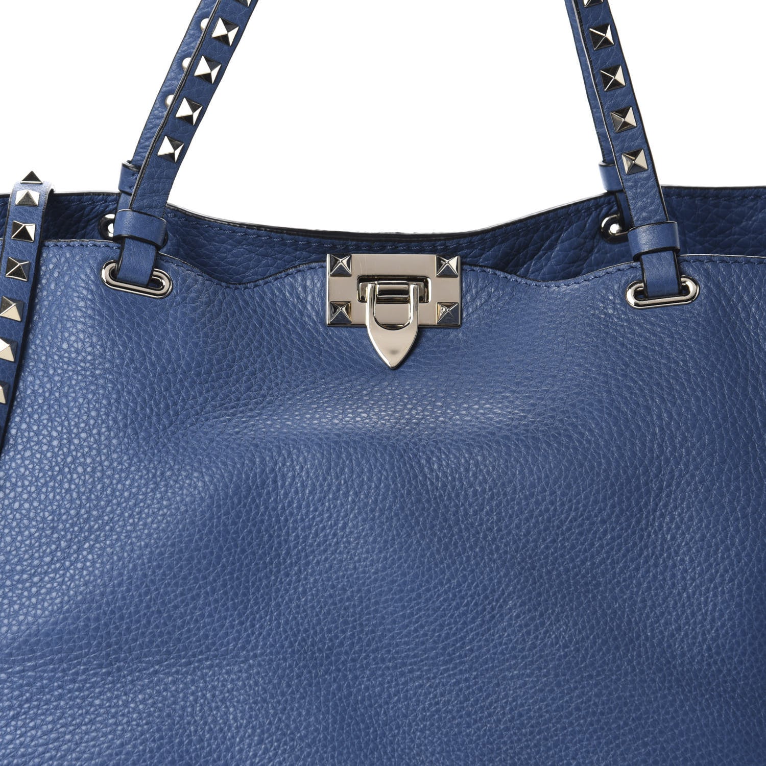 Valentino Garavani Pebbled Calfskin Medium Rockstud Tote Indaco 8 of 8