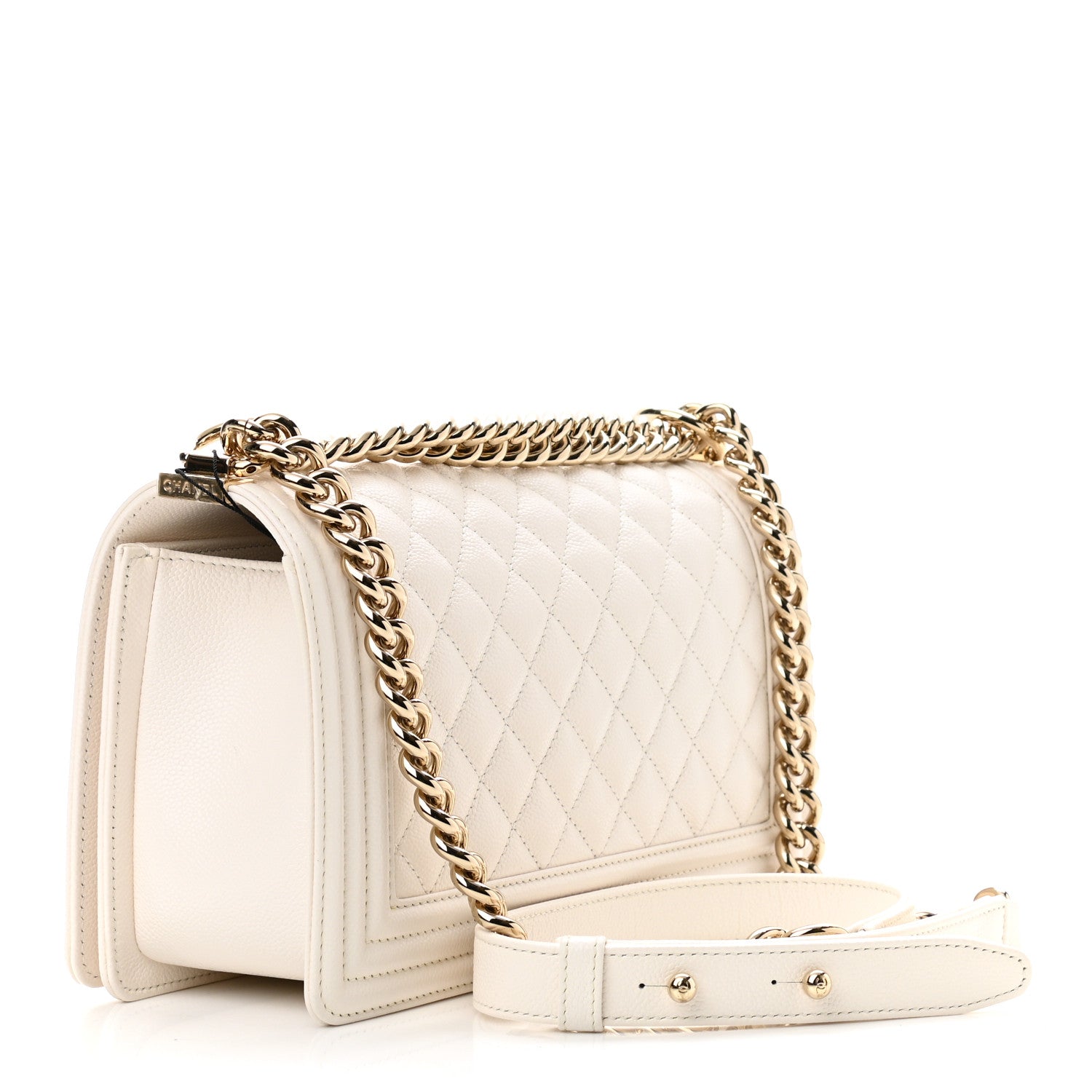 Chanel Caviar Quilted Medium Boy Flap White 3 of 11