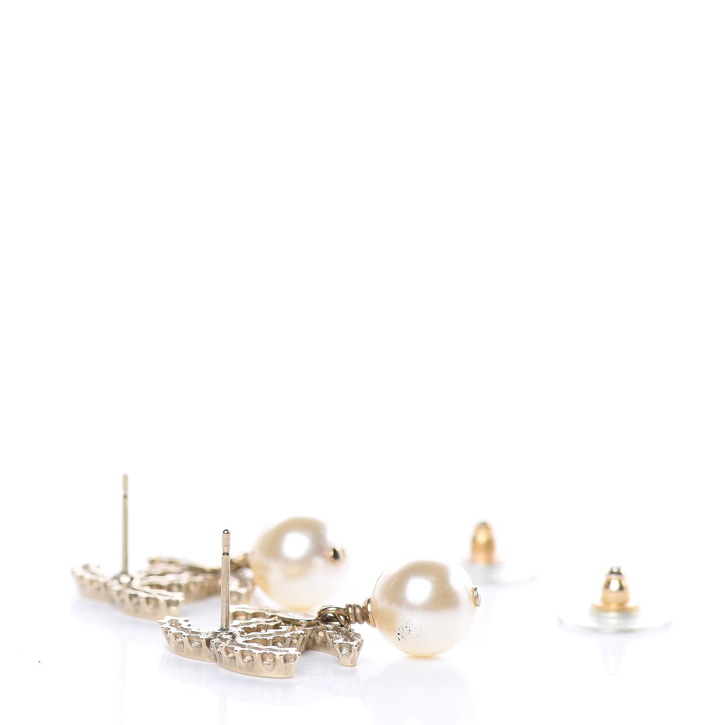 Pearl CC Drop Earrings Gold