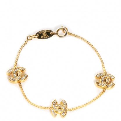 Chanel Crystal CC Chain Bracelet Gold 1 of 7