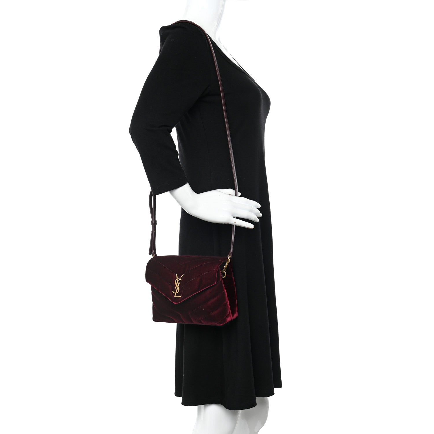 Saint Laurent Velvet Y Quilted Monogram Toy Loulou Crossbody Bag French Burgundy 2 of 10