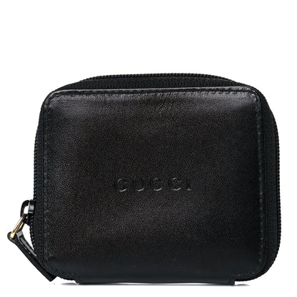 Gucci Calfskin Logo Embossed Zip Around Coin Wallet Black 1 of 11