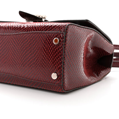 Jimmy Choo Lizard Printed Fabric Crystal Medium Cheri Top Handle Bag Bordeaux 9 of 9