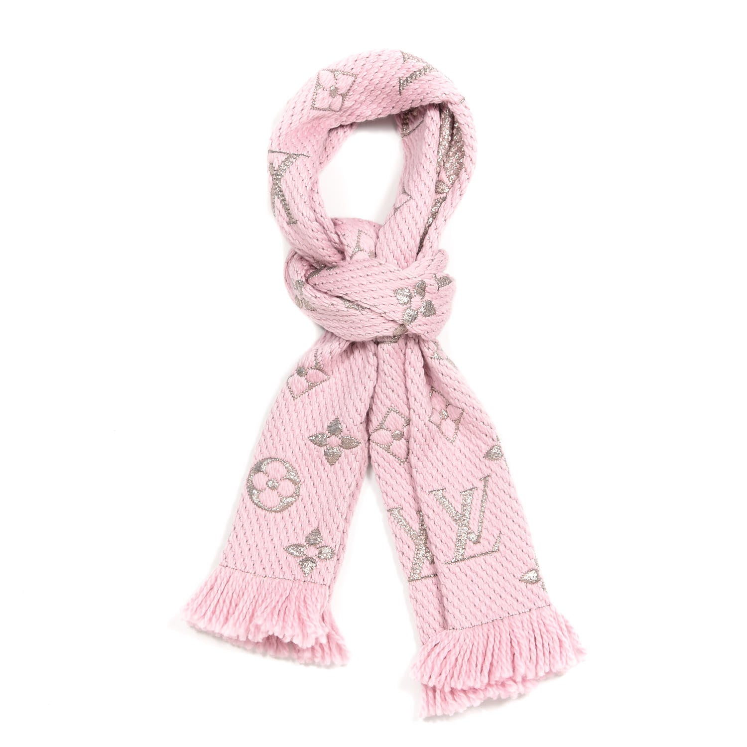 Louis Vuitton Wool Silk Logomania Shine Scarf Pink 1 of 4