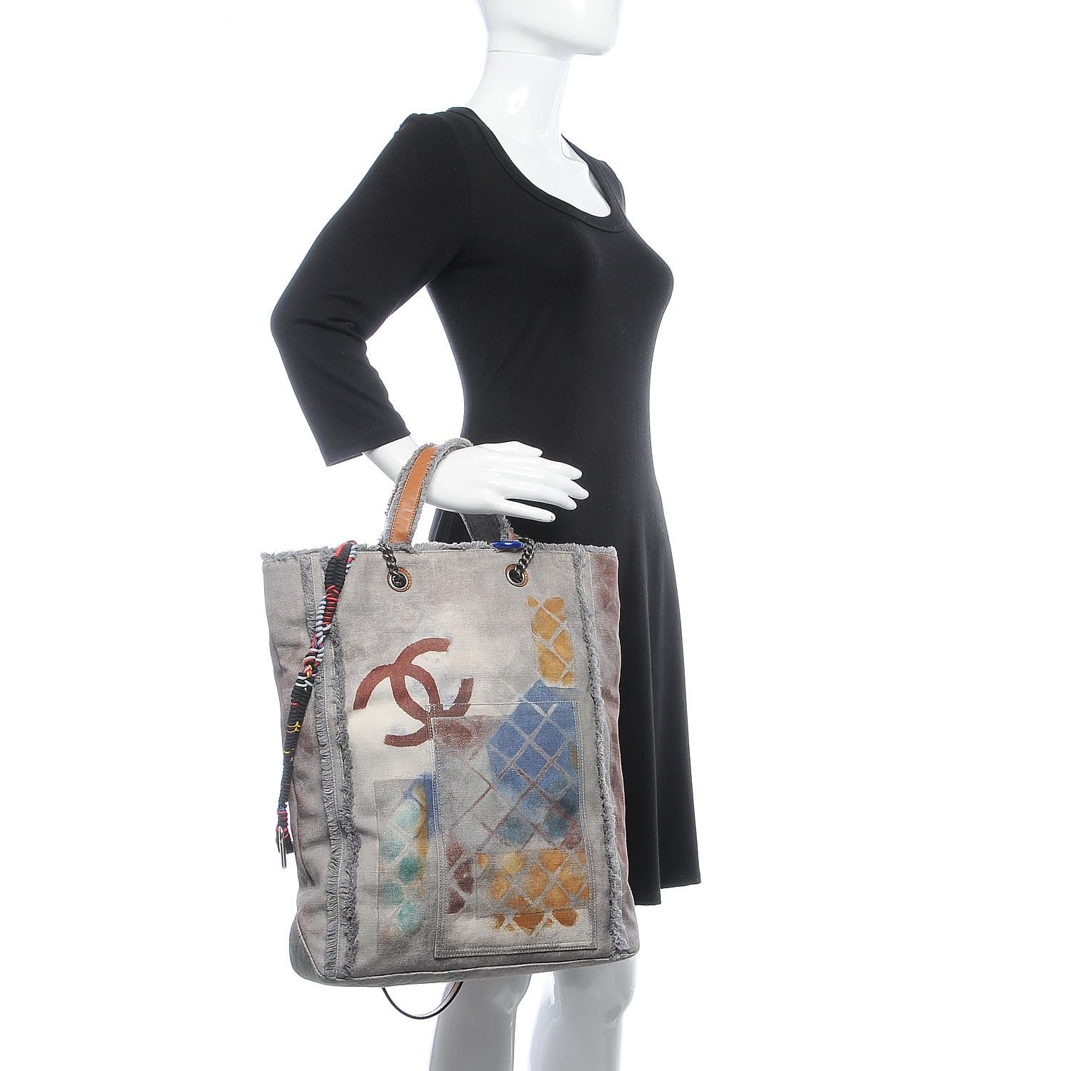 Chanel Canvas Large Graffiti Tote Grey 3 of 10