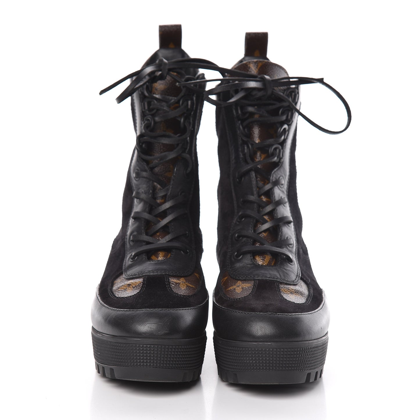Suede Calfskin Monogram Laureate Platform Desert Boots 40 Black