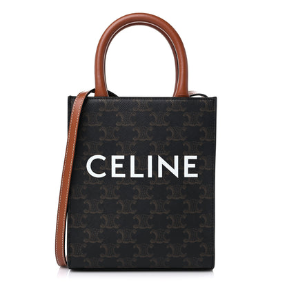 Celine Triomphe Canvas Calfskin Mini Vertical Cabas Tan 1 of 9