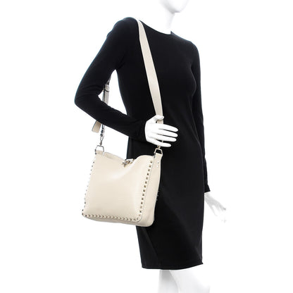 Valentino Garavani Pebbled Calfskin Small Rockstud Flip-Lock Messenger Bag Light Ivory 2 of 9