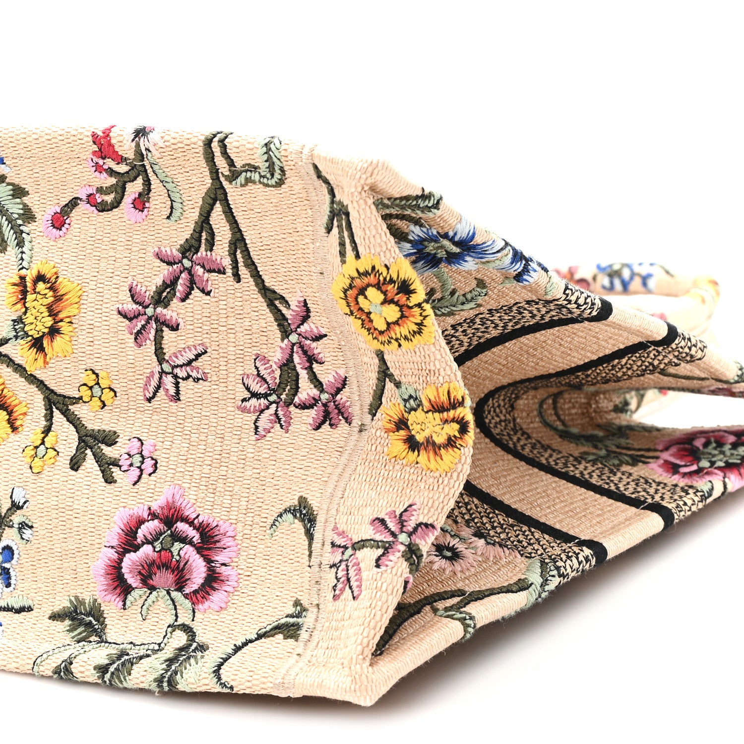 Christian Dior Raffia Embroidered Petites Fleurs Medium Book Tote Natural 10 of 13