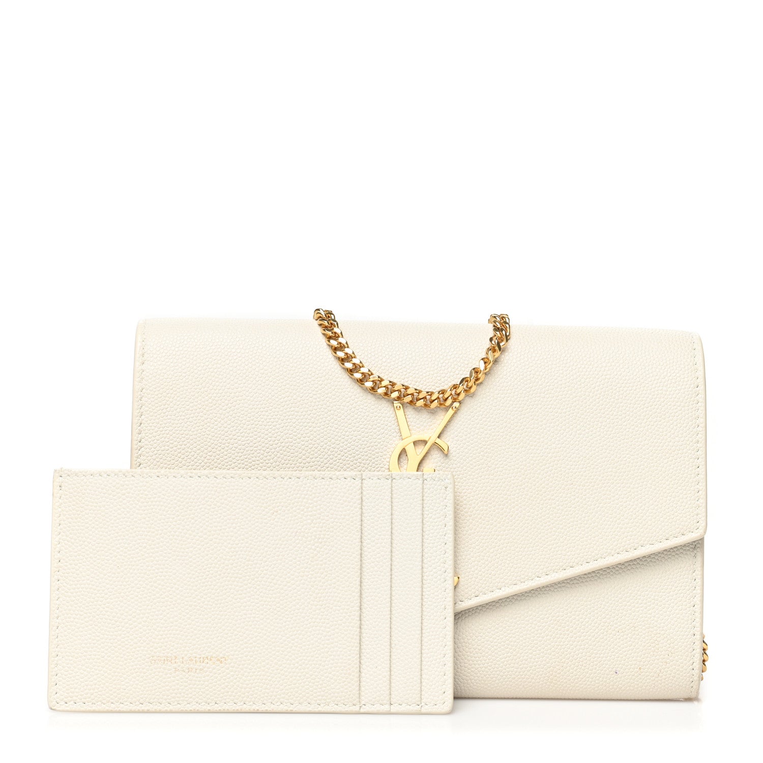 Saint Laurent Grain De Poudre Monogram Uptown Chain Wallet Crema Soft 3 of 14