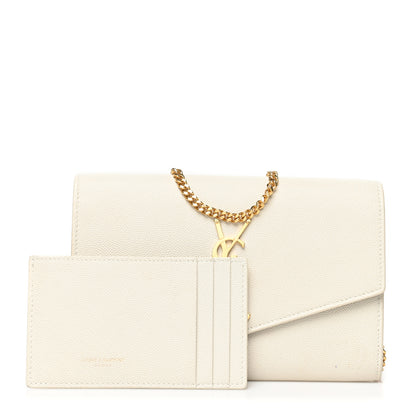 Saint Laurent Grain De Poudre Monogram Uptown Chain Wallet Crema Soft 3 of 14