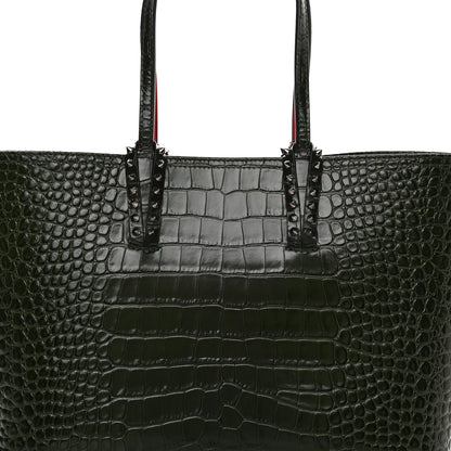 Christian Louboutin Calfskin Crocodile Embossed Spikes East West Cabata Tote Green 9 of 13