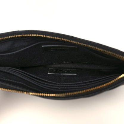 Saint Laurent Calfskin Matelasse Chevron Monogram A5 Wristlet Black 5 of 8