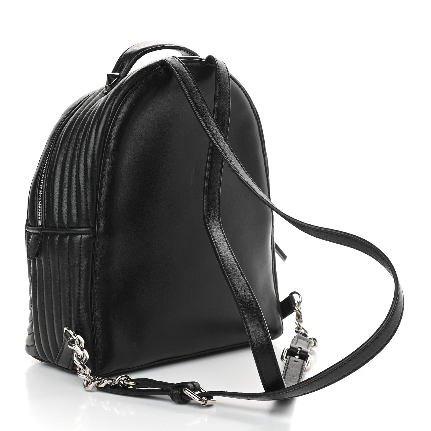 Fendi Shiny Nappa Trapuntata Mini Backpack Black 3 of 9