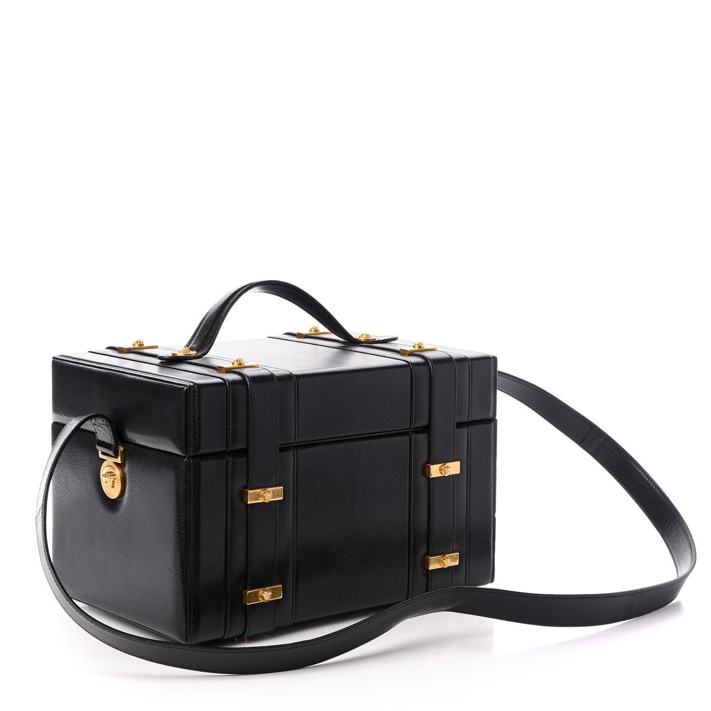 Calfskin Medusa Vanity Train Case Black