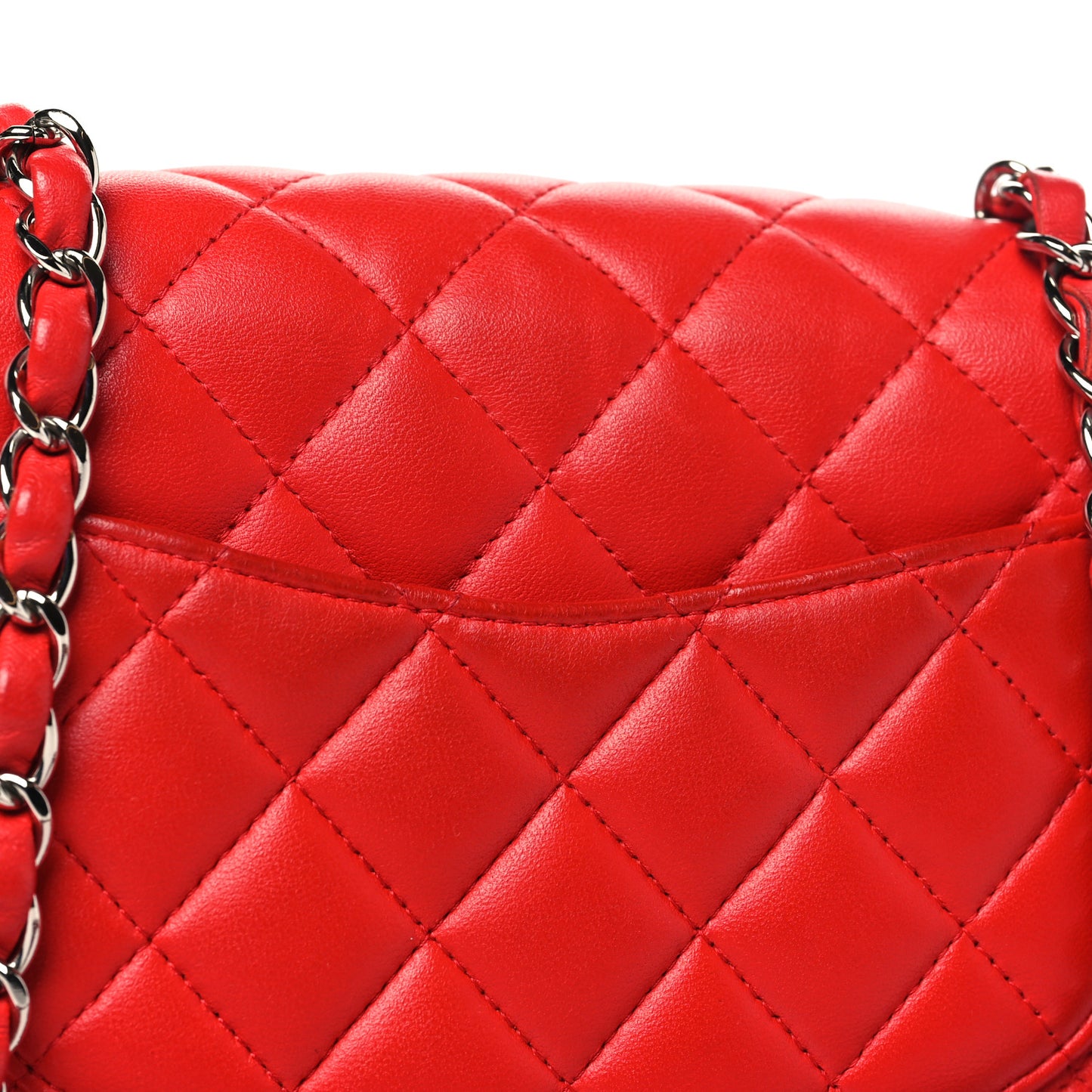 Lambskin Quilted Mini Square Flap Red
