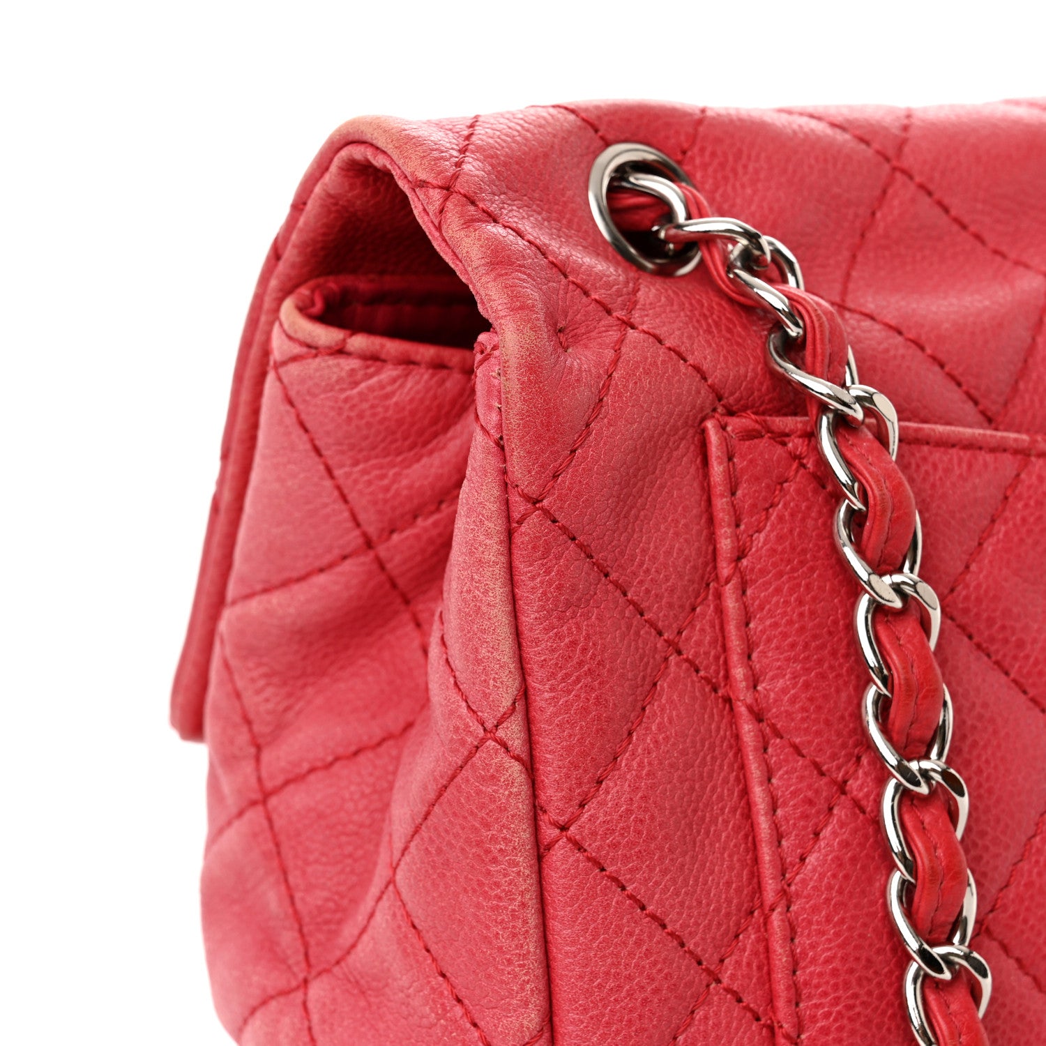 Chanel Washed Caviar Quilted Maxi Single Flap Fuchsia 13 of 16