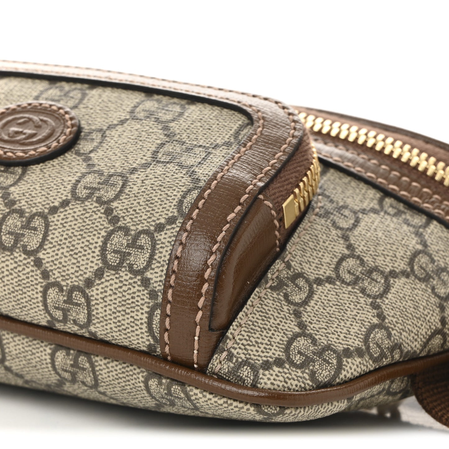 GG Supreme Monogram Textured Calfskin Retro Interlocking G Belt Bag Beige Ebony Brown Sugar