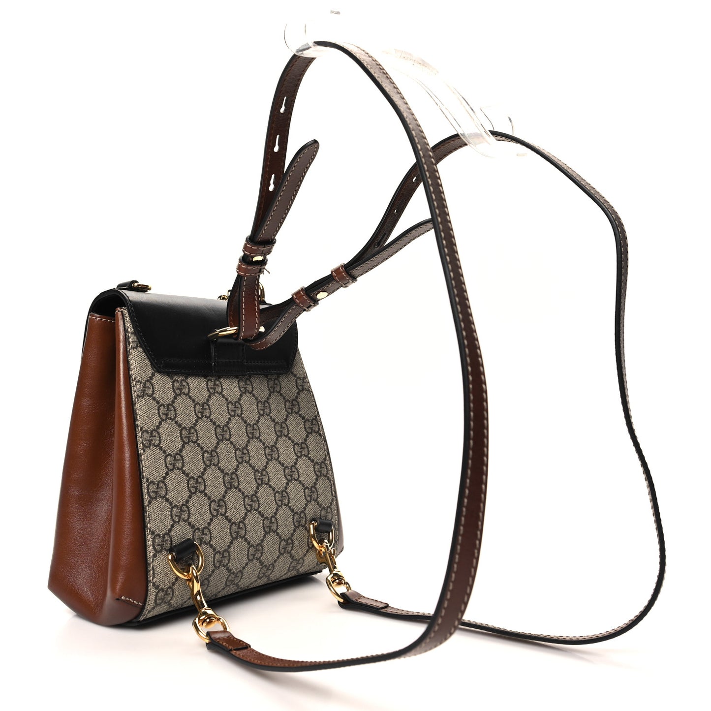 GG Supreme Monogram Calfskin Padlock Backpack Beige Cuir Black