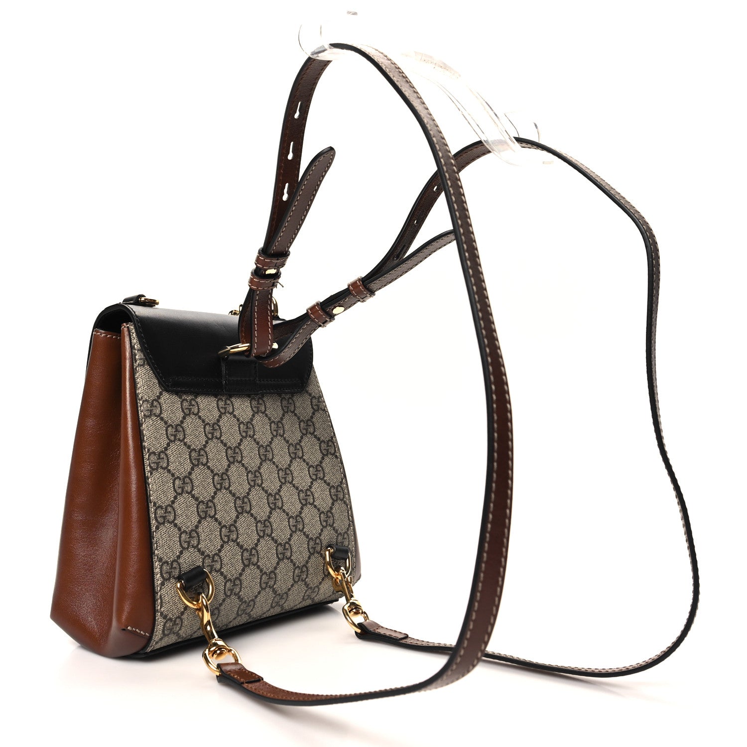 Gucci GG Supreme Monogram Calfskin Padlock Backpack Beige Cuir Black 3 of 10