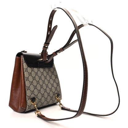 Gucci GG Supreme Monogram Calfskin Padlock Backpack Beige Cuir Black 3 of 10
