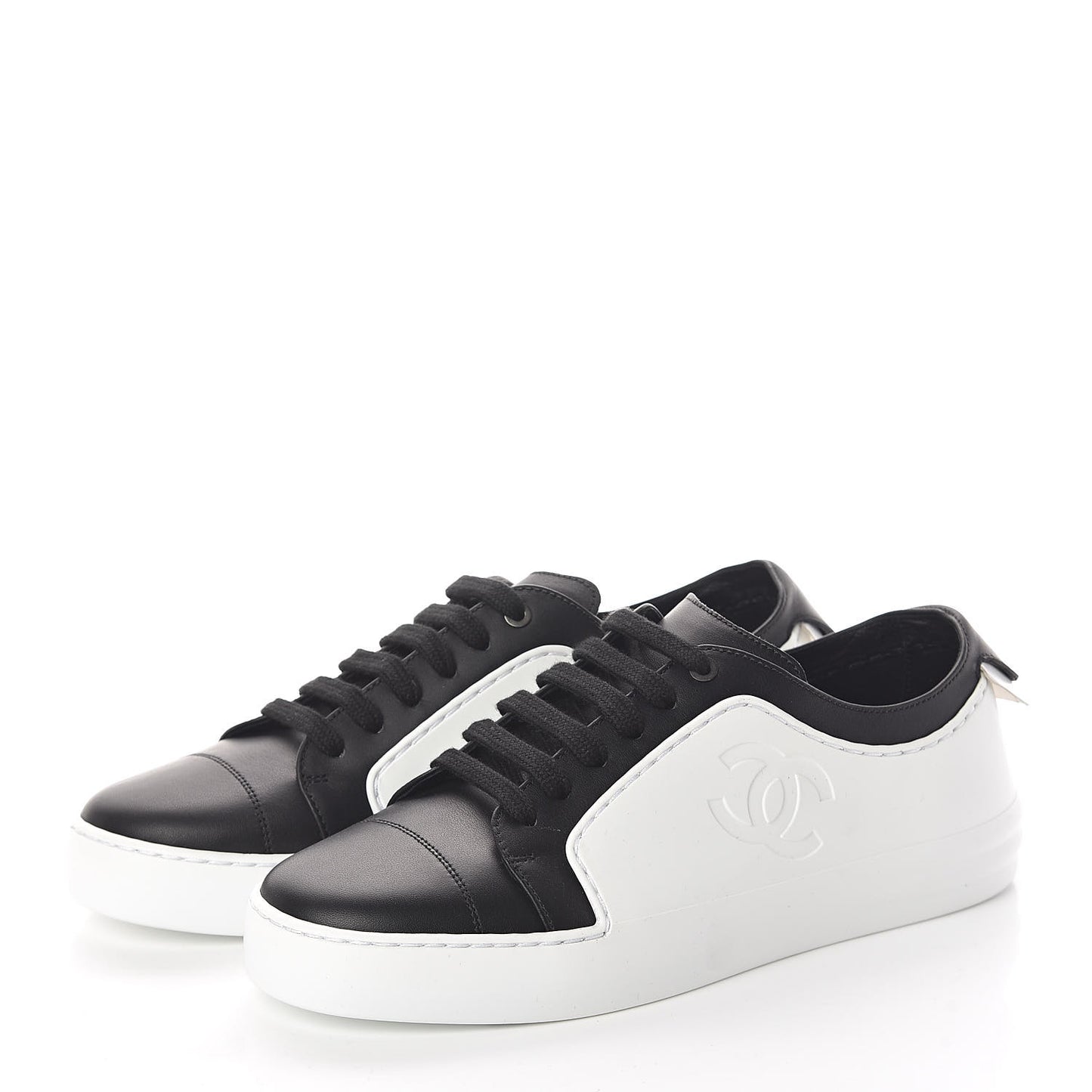 Calfskin CC Sneakers 36.5 Black White