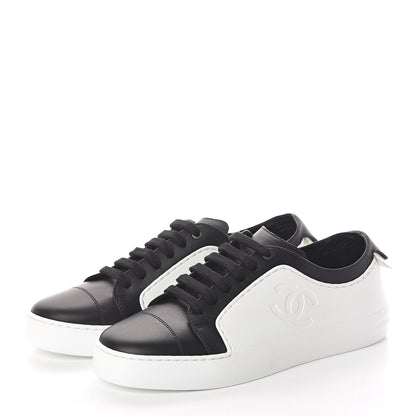 Chanel Calfskin CC Sneakers 36.5 Black White 3 of 8