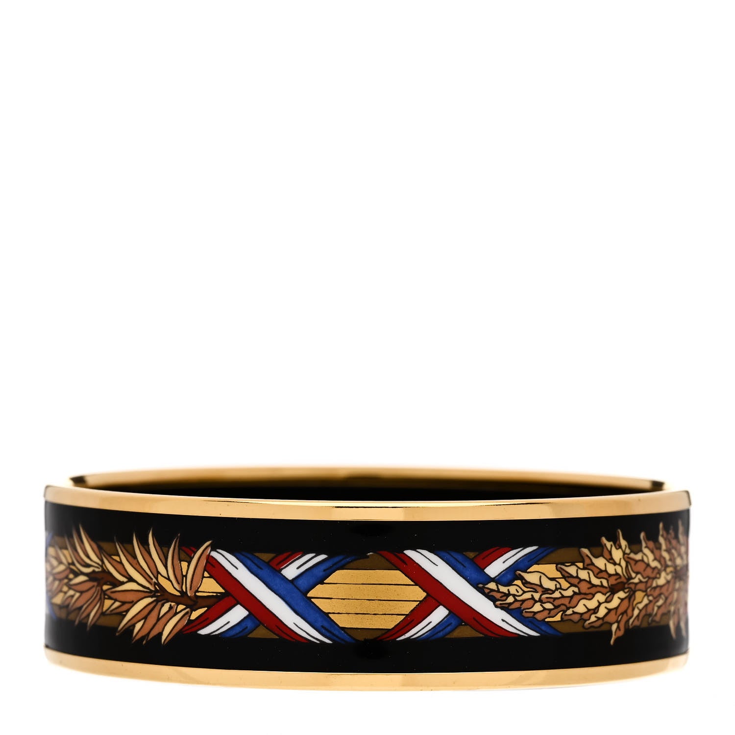 Hermes Enamel Printed Wide Liberte Egalite Fraternite Bracelet 65 1 of 5