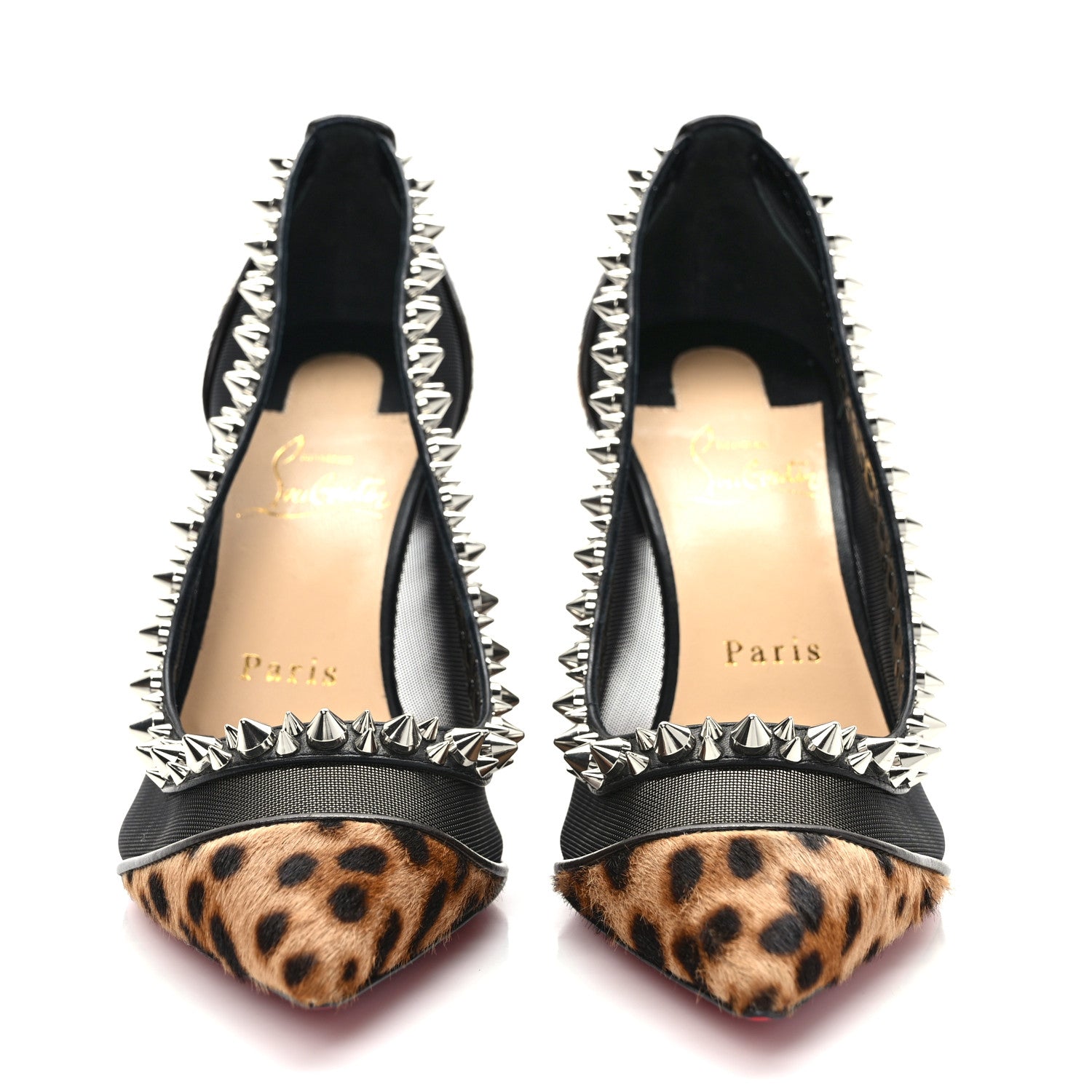 Christian Louboutin Galativi Pony Hair Leopard Spikes 85 Pumps 37 Black 2 of 7
