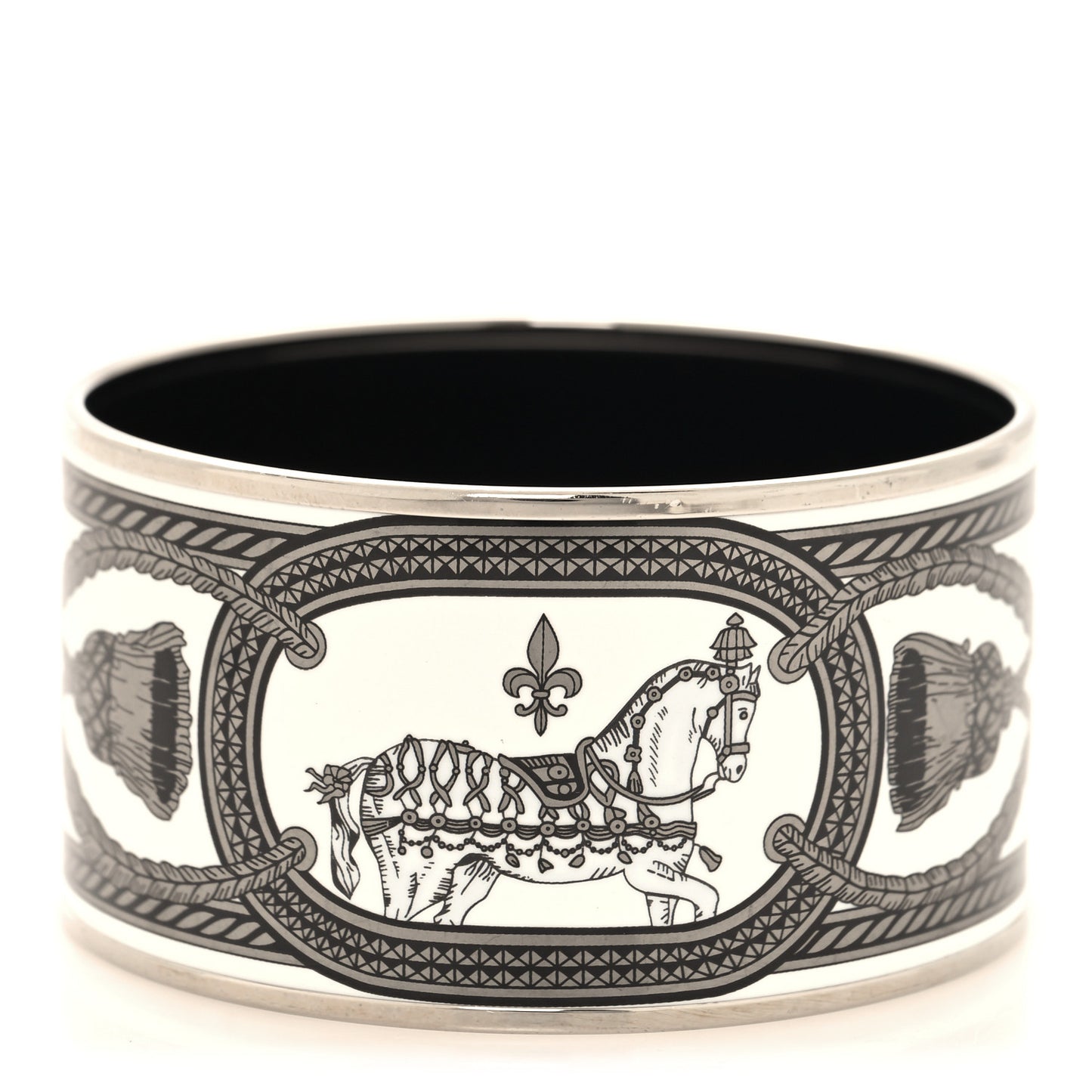 Enamel Printed Grand Apparat Extra Wide Bracelet 65 White