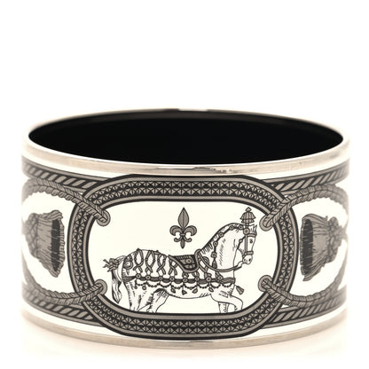 Hermes Enamel Printed Grand Apparat Extra Wide Bracelet 65 White 1 of 5
