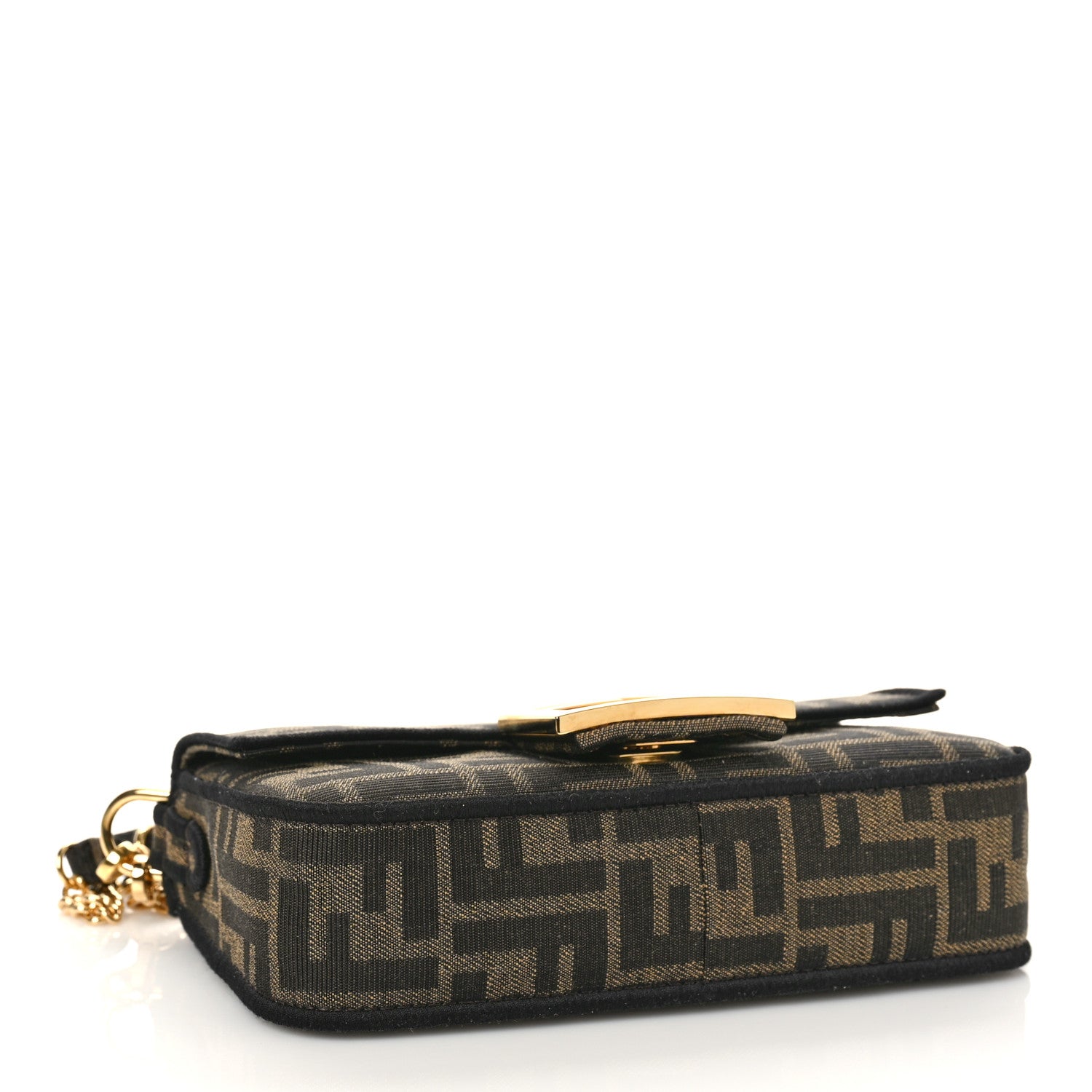 Fendi Fabric Jacquard FF 1974 Mini Baguette Tobacco Moro Black 4 of 8