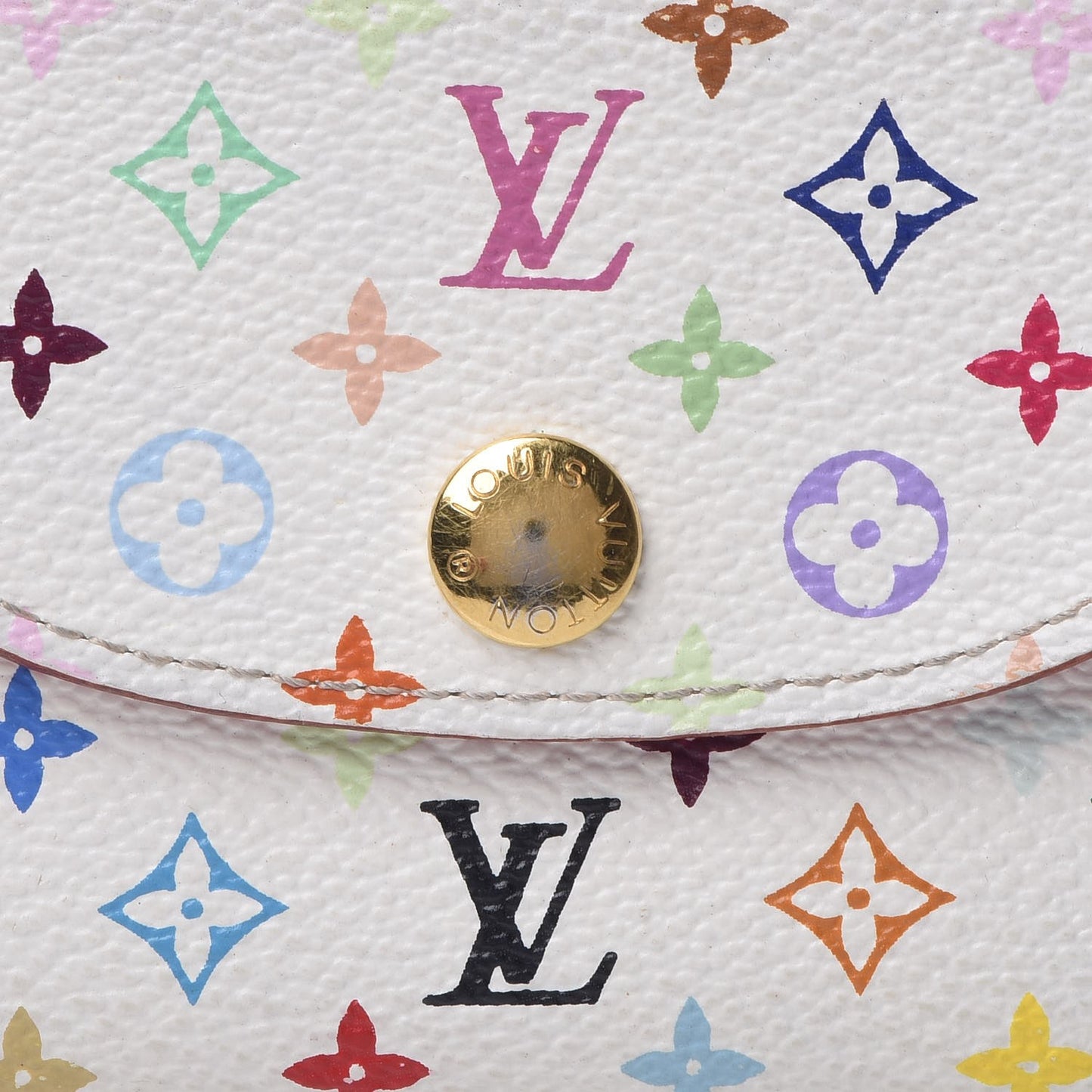Monogram Multicolor Business Card Holder White Litchi
