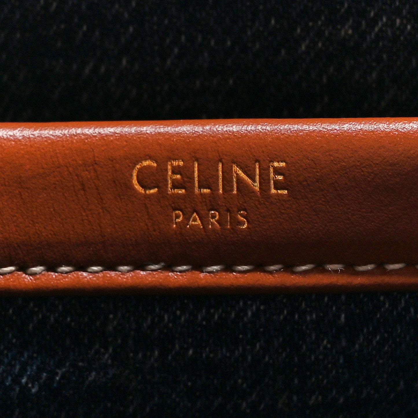 Canvas Calfskin Triomphe Print Small Cabas Navy Tan
