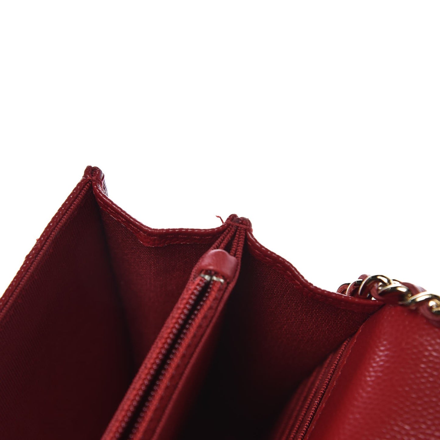 Caviar Quilted Square Wallet On Chain WOC Dark Red