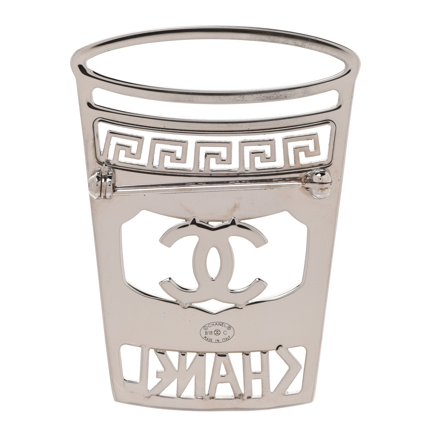Chanel Crystal CC Greek Cup Brooch Silver Blue 3 of 5