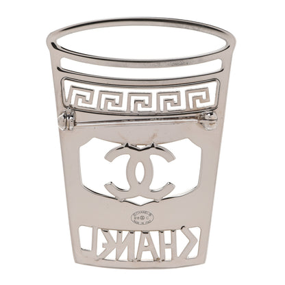 Chanel Crystal CC Greek Cup Brooch Silver Blue 3 of 5