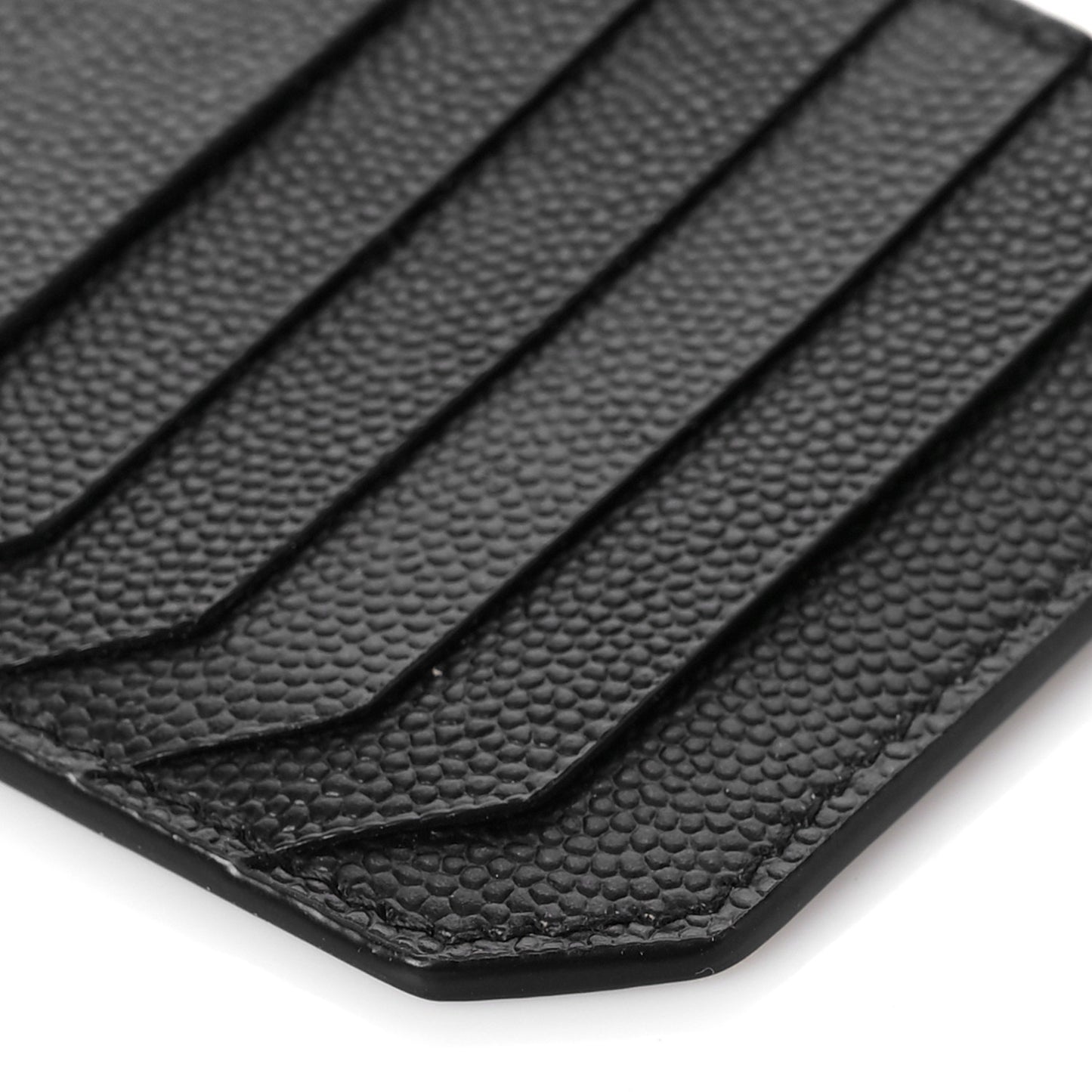 Grained Calfskin 5 Fragments Zip Pouch Card Holder Black