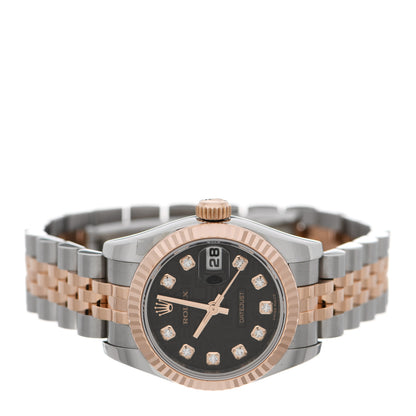 Rolex Stainless Steel 18K Everose Gold Diamond 26mm Oyster Perpetual Datejust Watch Black Jubilee 179171 2 of 5